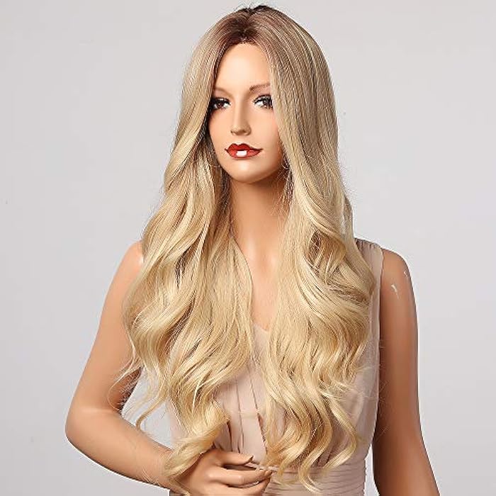 DILLARDS Qihang Long Synthetic Wavy Blonde Ombre Wigs With Bangs For Women, 61Cm - Image 4